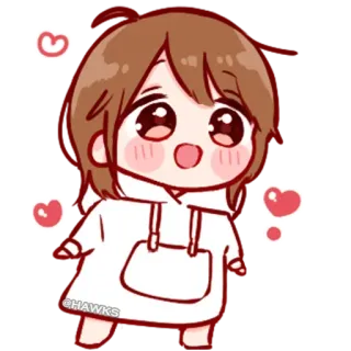 💞 @HAWKS Hoạt hình, Dễ thương, Trái tim, Cô gái, Chibi telegram sticker