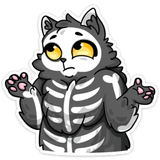 🤷 gato, esqueleto, encogiéndose de hombros, divertido, lindo, animal whatsapp sticker