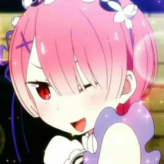 🍓 Ram Re:Zero Anime, Ram, Re:Zero, Lindo, Kawaii, Chica, Waifu whatsapp sticker