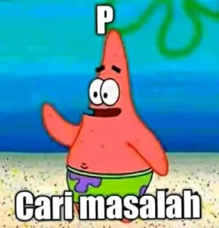 ❓ Patrick Star Spongebob Squarepants P
Cari masalah patryk rozgwiazda, spongebob, kreskówka, śmieszne, mem, szukanie kłopotów telegram sticker