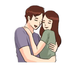 💑 커플, 포옹, 사랑, 로맨스, 애정, 포옹 whatsapp sticker