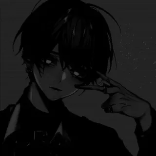 🖤 Anime, Menino, Preto e branco, Gesto, Mangá telegram sticker
