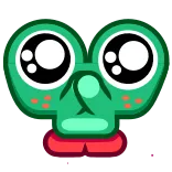 🥰 Cartone animato, Personaggio, Verde, Faccia, Occhi, Carino whatsapp sticker