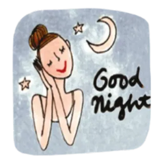 💤 Good night спокойной ночи, сон, луна, звезды, женщина, милый, приветствие telegram sticker