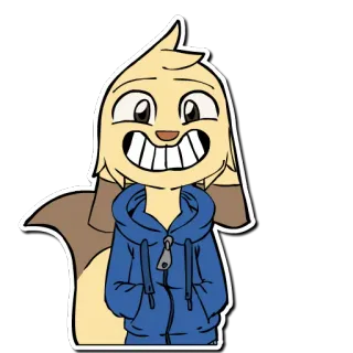 😁 卡通, 角色, 动物, 狗, 蓝色帽衫, 拟人化 telegram sticker
