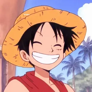☠ Luffy One Piece Anime, One Piece, Luffy, Cartoon, Monkey D. Luffy, Piraat, Strohoed telegram sticker