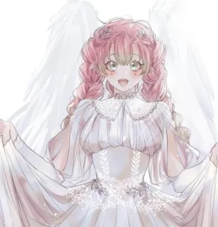 💘 anime, girl, angel, cute, kawaii, manga, pink hair, dress telegram sticker