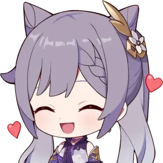 🥰 Keqing Genshin Impact keqing, genshin impact, anime, chibi, imut whatsapp sticker