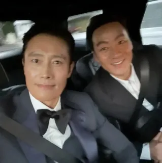 🌟 men, formal wear, bow tie, car, selfie telegram sticker