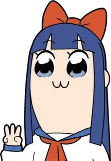 3️⃣ Popuko Pop Team Epic Pop Team Epic, Popuko, Anime, Manga, Friedenszeichen, Süß, Lustig telegram sticker