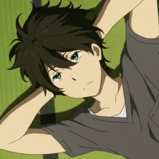 🎐 Houtarou Oreki Hyouka 애니메이션, 캐릭터, 소년, 휴식, 만화 telegram sticker