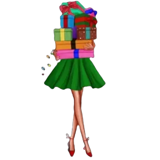 🫥 woman, gifts, christmas, present, holiday, celebration, fashion, dress telegram sticker
