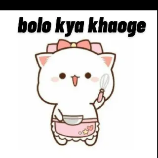 🤔 bolo kya khaoge gato, cocina, delantal, comida, lindo, hornear whatsapp sticker