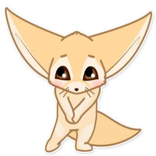 ☺ Fennec, Volpe, Animale, Carino, Cartone animato, Adesivo, Deserto telegram sticker