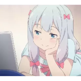☺️ Anime, Ragazza, Computer, Carino telegram sticker