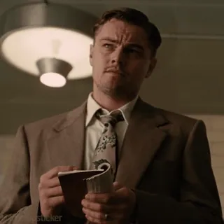 🕵️‍♂️ Leonardo DiCaprio, aktor, notatnik, mężczyzna, portret, brązowy garnitur telegram sticker