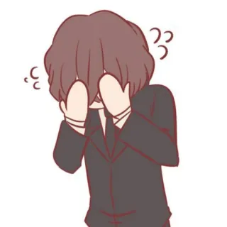 😔 Anime, Manga, Costume, Personne, Embarrassé(e), Timide, Dessin animé telegram sticker