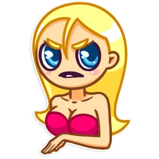 😠 cartoon, woman, blonde, angry, character telegram sticker