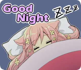 😪 Good Night Zzz buona notte, sonno, zzz, anime, carino, kawaii, fiore telegram sticker