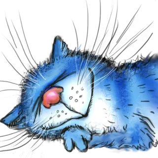 😴 gatto, blu, dormire, gattino, cartone animato telegram sticker