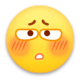 😮 Emoji, Zawstydzony, Słodki, Rumieniący się, Wyraz twarzy, Nerwowy, Żółty telegram sticker