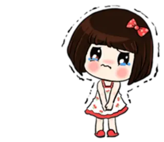 😢 Cartoon, Mädchen, weinend, traurig, Tränen, emotional, kawaii telegram sticker