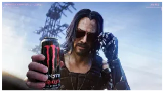 😎 Johnny Silverhand Cyberpunk 2077 Johnny Silverhand, Cyberpunk 2077, Keanu Reeves, cyberpunk, video game, monster energy telegram sticker