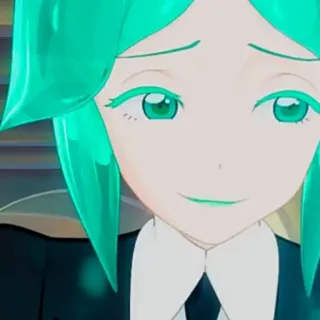 🤔 anime, character, green hair, expression, portrait, manga telegram sticker