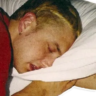 😴 Eminem rapper, singer, celebrity, sleeping, portrait telegram sticker