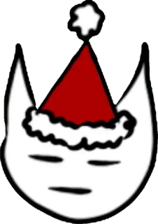 😑 кот, рождество, шапка Санты, милый, стикер, праздник, мультфильм telegram sticker