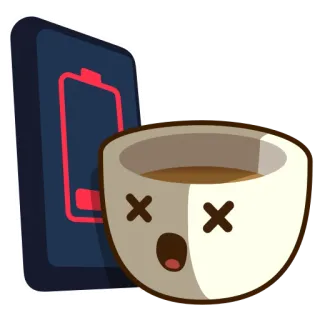 😴 Kaffee, Akku, schwach, erschöpft, leer whatsapp sticker