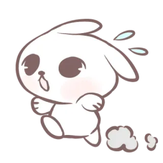 🎀 thỏ, chạy, hoạt hình, dễ thương, động vật, trắng telegram sticker