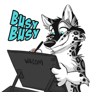 🎨 Busy Busy furry, desenho animado, artista, desenho, Wacom, ocupado, adesivo telegram sticker