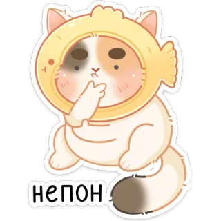 🤔 непон gato, pegatina, animal, lindo, pez, nepon, confundido whatsapp sticker