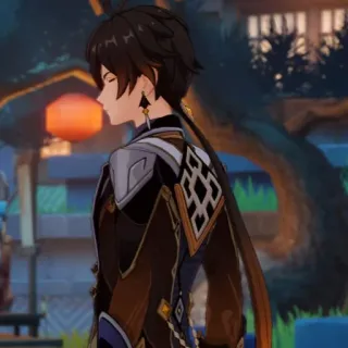 💰 Zhongli Genshin Impact Anime, Video game, Genshin Impact, Zhongli, Karakter, rambut cokelat telegram sticker