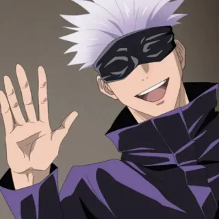 👋 Satoru Gojo Jujutsu Kaisen Anime, Manga, Gojo, Jujutsu Kaisen, Personnage, Sourire, Signe de la main telegram sticker