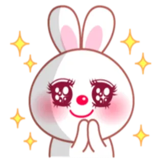 😇 cute, kawaii, bunny, sparkle, adorable, rabbit, pleading, anime whatsapp sticker