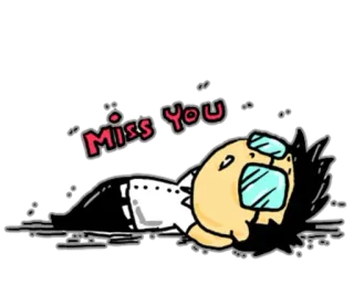 😔 Miss You tenho saudades, desenho animado, triste, sentimento whatsapp sticker