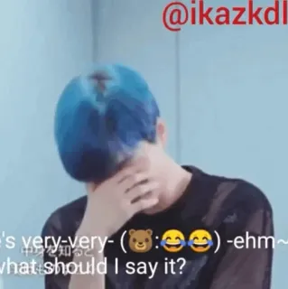 🇧🇼 he's very-very-(🐻:🤭😂)-ehm~ what should I say it? mème, émotionnel, drôle, internet, réaction, triste whatsapp sticker