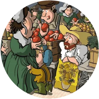 🌾 Vincent van Gogh market, cartoon, apples, van Gogh, painting whatsapp sticker