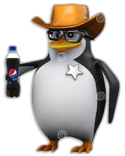 🍷 penguin, sheriff, cowboy hat, pepsi telegram sticker