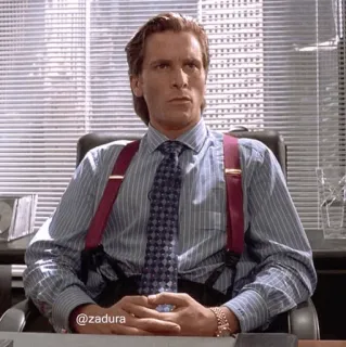 🪓 Patrick Bateman American Psycho @zadura 패트릭 베이트먼, 아메리칸 사이코, 크리스찬 베일, 영화, 금융, 80년대 telegram sticker