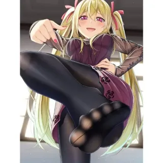 💋 аниме девушка, колготки, фанарт, блондинка, позирование whatsapp sticker