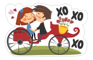 💗 XO XO XO miłość, pocałunek, kreskówka, romans, serca, kareta, para, walentynki telegram sticker
