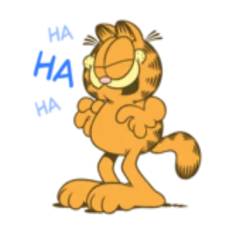 😄 Garfield HA HA HA kreskówka, kot, pomarańczowy kot, śmiech, Garfield telegram sticker