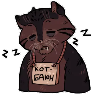 😪 КОТ-БАЮН gato, dormilón, ruso, dormir, animal whatsapp sticker