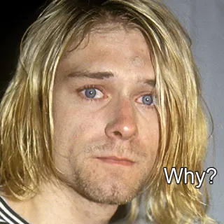 🥺 Kurt Cobain Why? 科特·柯本, 涅槃乐队, 音乐家, 问题 telegram sticker