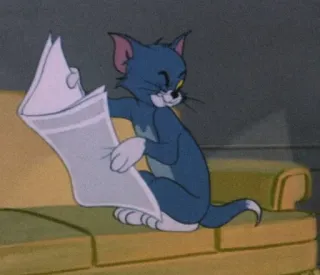 💛 Tom Cat Tom and Jerry mèo, báo, đọc, hoạt hình, động vật, hoạt hình telegram sticker