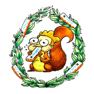 🐭 KINDER wiewiórka, dzieci, czekolada, słodki, kreskówka, jedzenie telegram sticker