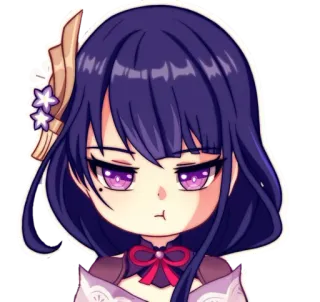 ⚡️ Raiden Shogun Genshin Impact Anime, Chibi, Video game, Karakter perempuan, Rambut ungu, Raiden Shogun, Genshin Impact whatsapp sticker
